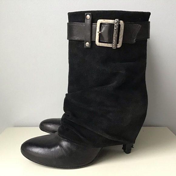 Miss Sixty Shoes - Miss Sixty black suede and leather slouch boots 9